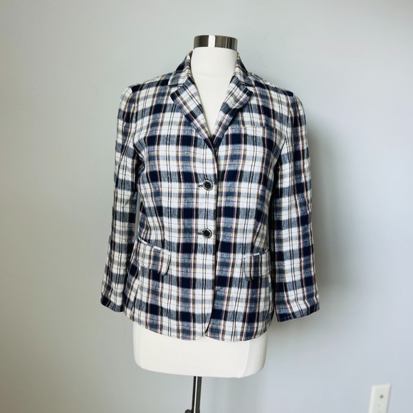 Lafayette 148 New York Linen Two Button Academia Blazer Size 8 - Picture 1 of 16